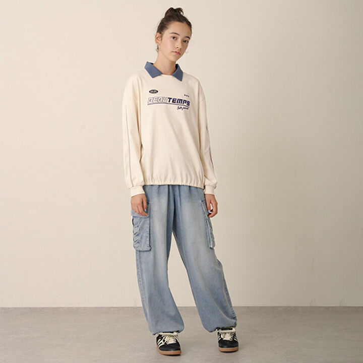 Smooth Polo Collar Top,Blue gray, medium image number 6