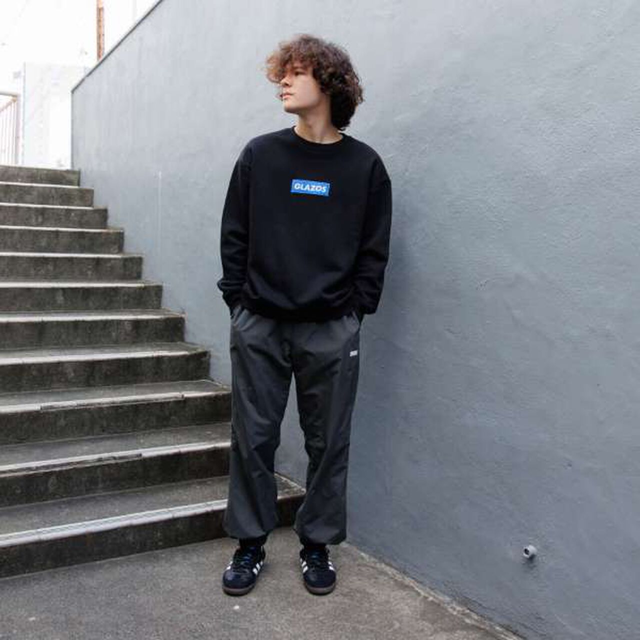 Resistant to Pilling Wool Lined Box Embroidered Logo Sweatshirt,Blue, large image number 9