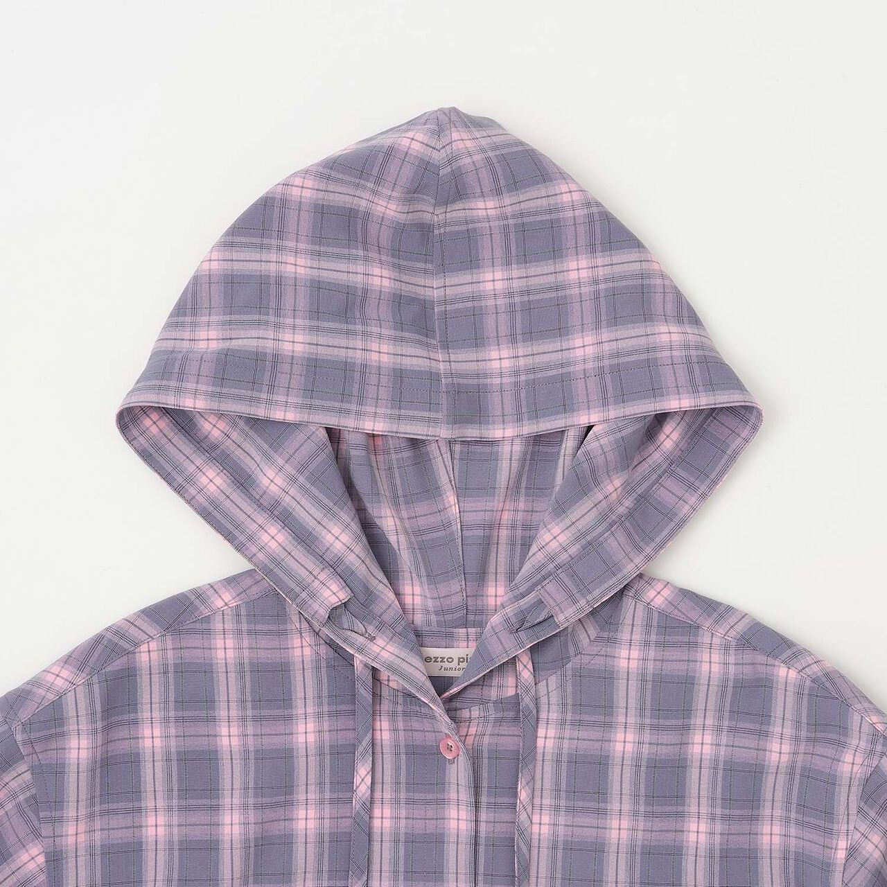 Hooded Checkered Shirt,Black, large image number 2