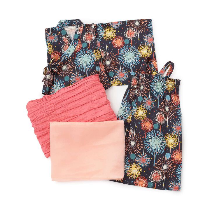 Yukata Set with Fireworks Pattern,Pearl white, medium image number 4