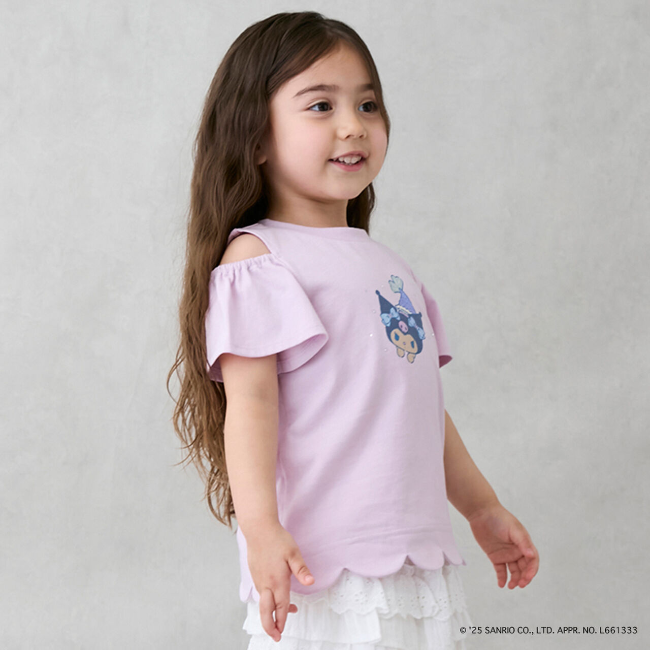 [Sanrio Characters] Cold Shoulder Graphic T-Shirt,Sax blue, large image number 2