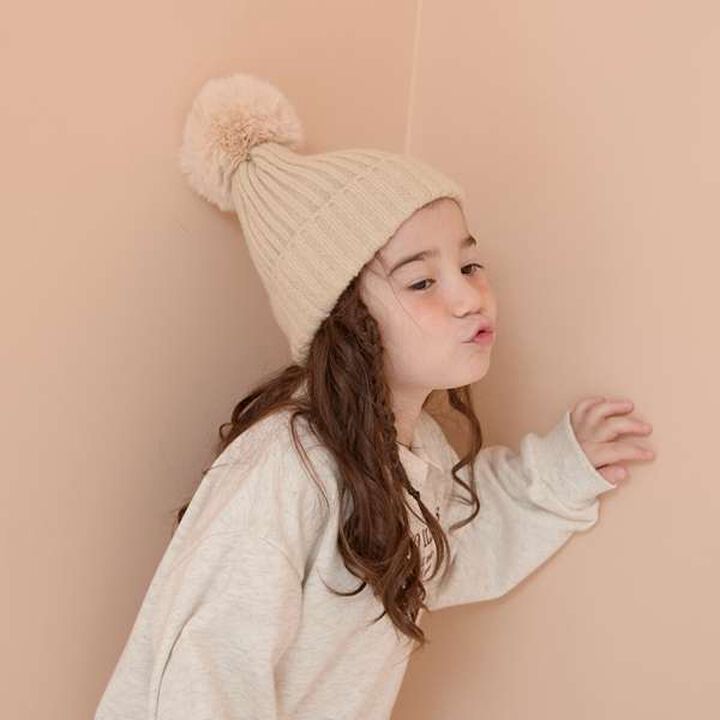 Big Pom Pom Knit Hat,Mustard, medium image number 9