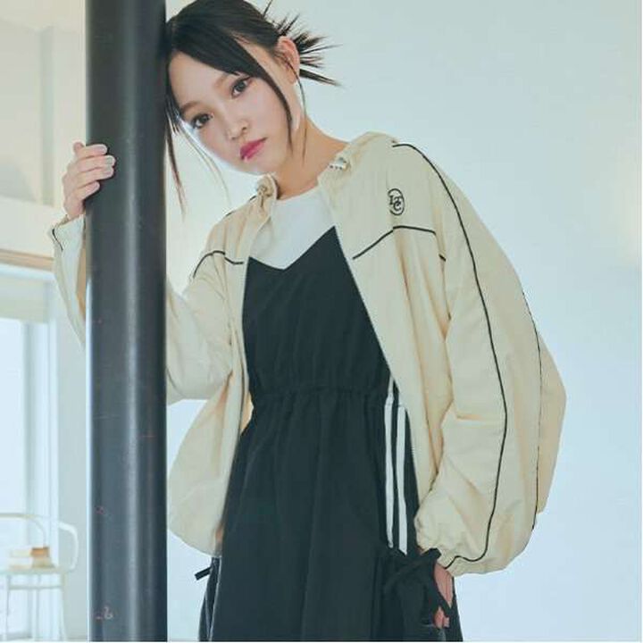 Water-Repellent Piping Nylon Blouson,Ivory, medium image number 0