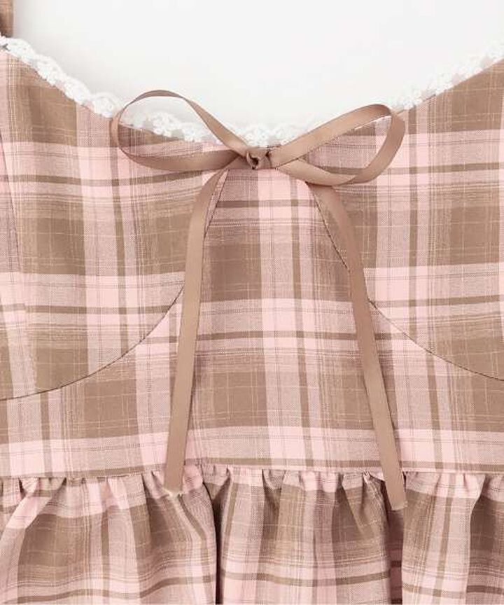 Checkered Shirt & Bustier Set,Pink, medium image number 16
