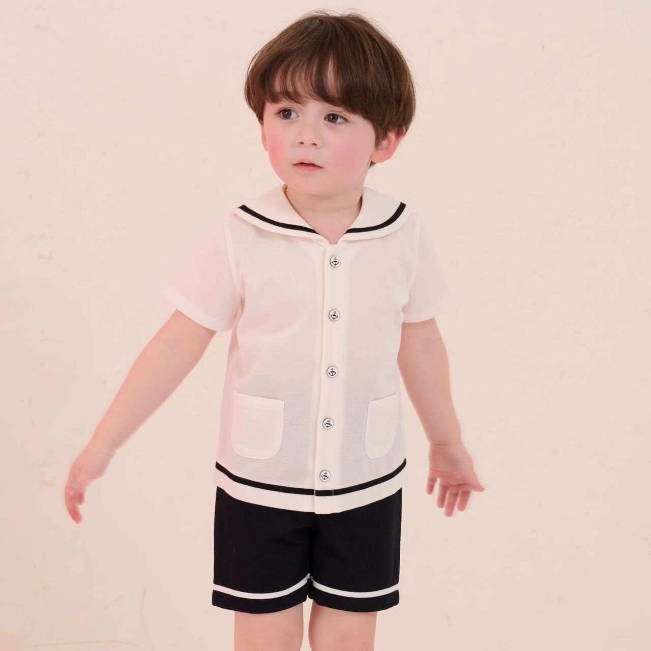 Sailor Collar Outfit Set [Made in Japan] [Quick-Dry & Absorbent],Off white, large image number 0