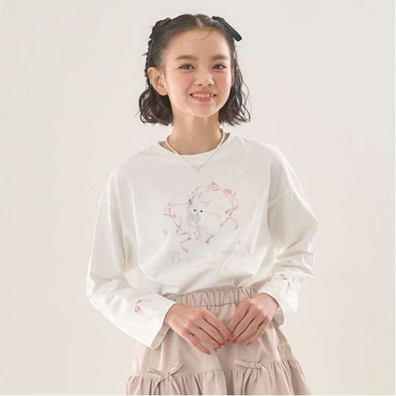 [GOOD PRICE] Bonjour Chaton Long-Sleeve T-Shirt,Black, large image number 8