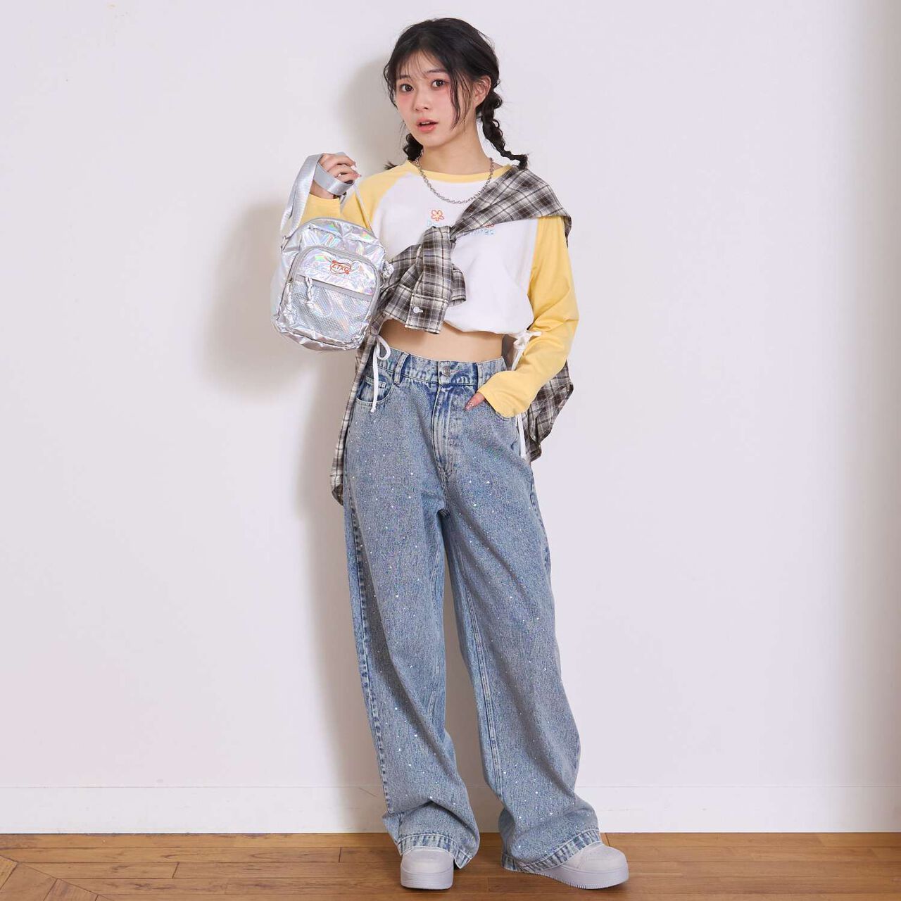 Stylish Stone Denim Pants,Blue, large image number 1