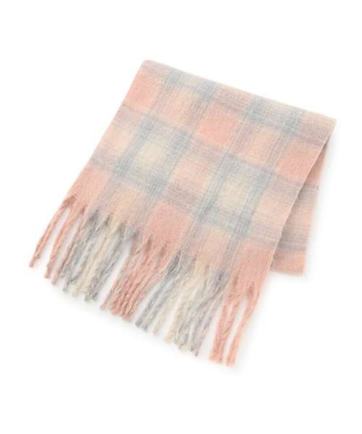 Checkered Scarf [Korean Fashion],Pink, medium image number 0