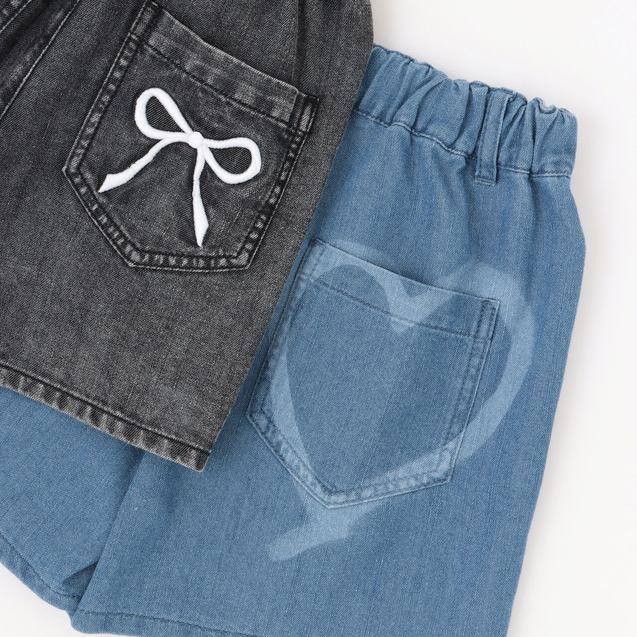 [Cool Touch] Heart Spray Denim Shorts,Gray, large image number 6