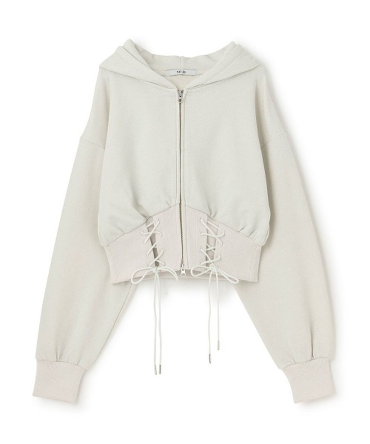 Lace-Up Sweatshirt Hoodie,Off white, large image number 9