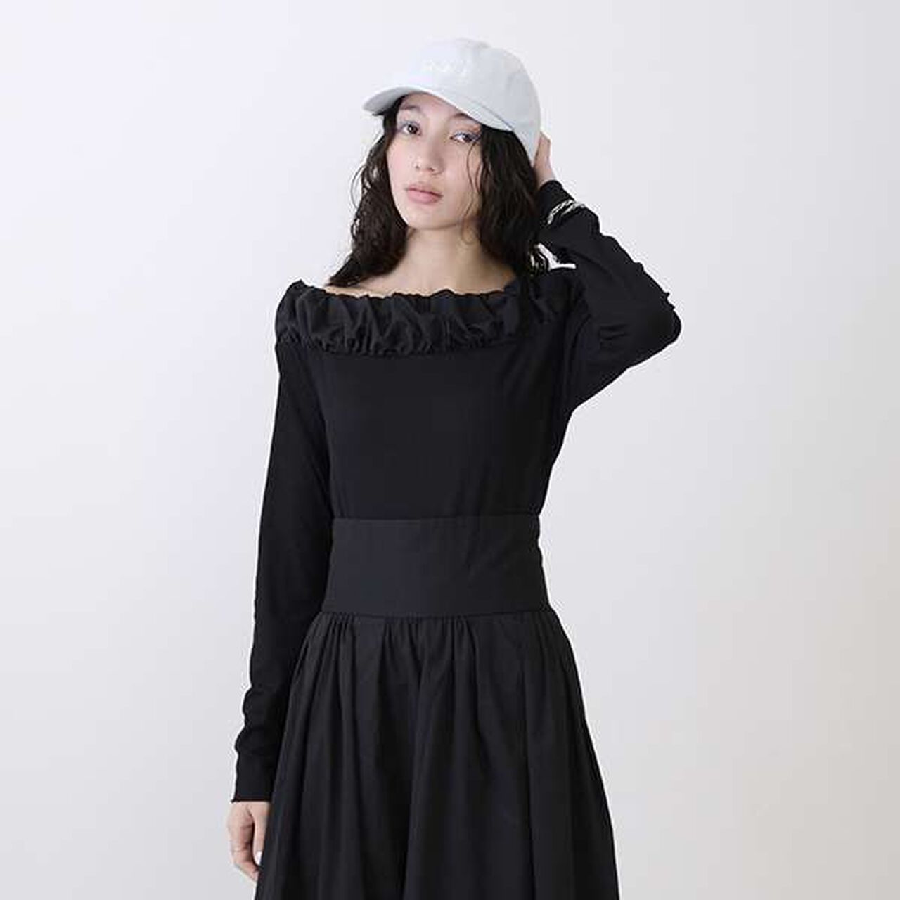 [LADIES] Balloon Collar Long Sleeve T-Shirt,Charcoal gray, large image number 21