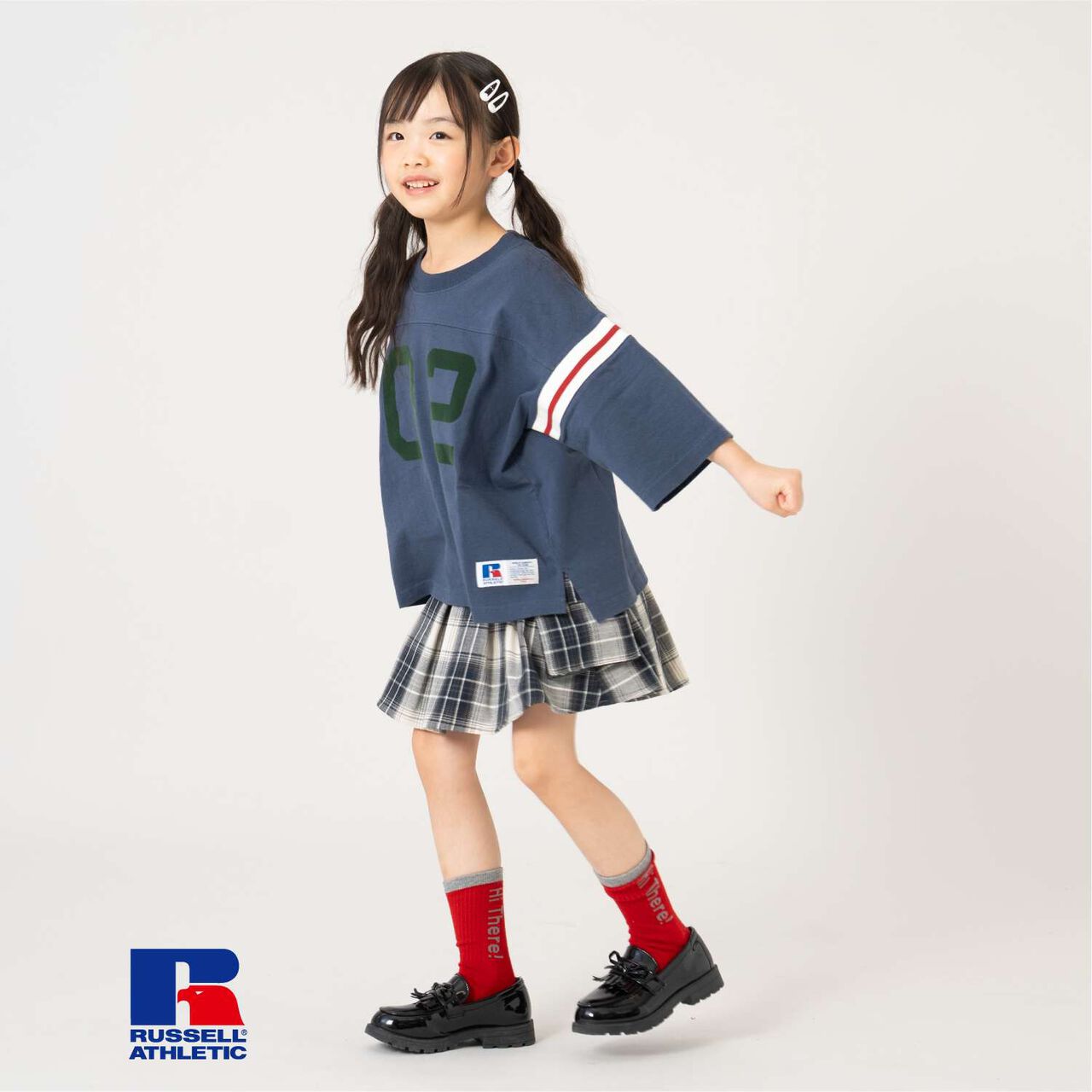 [Russell] Numbered Football Long Sleeve T-Shirt,Off white, large image number 1