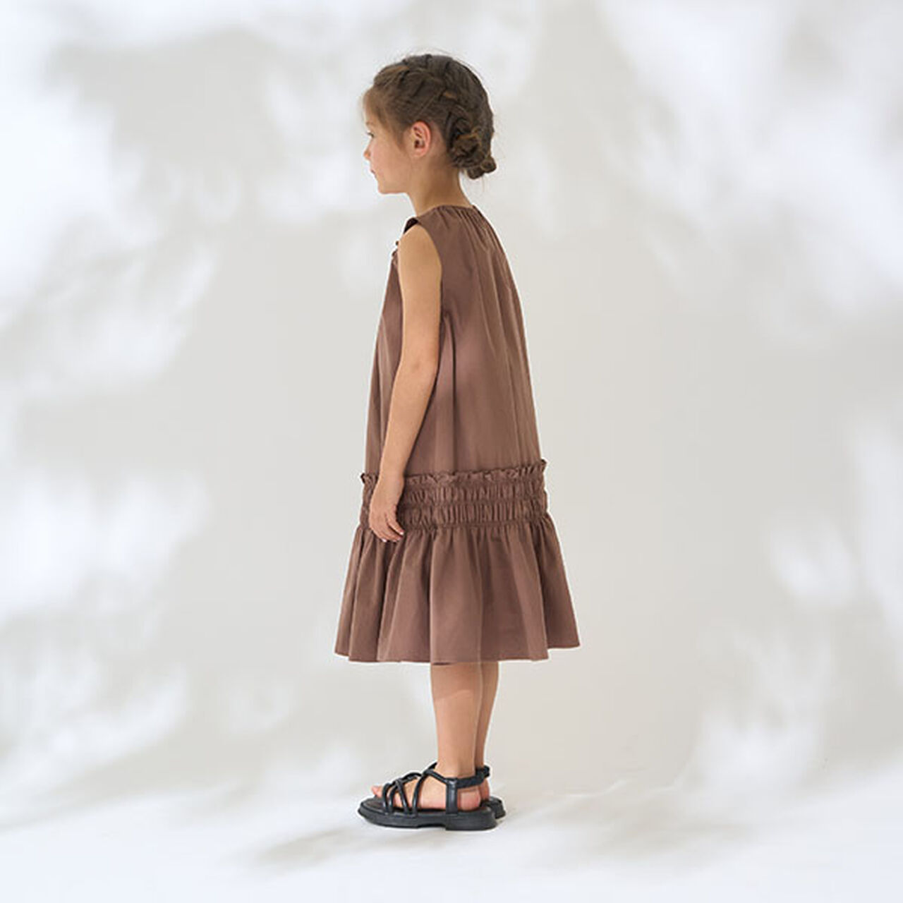 Shirred Tiered One-Piece Dress,Off white, large image number 8