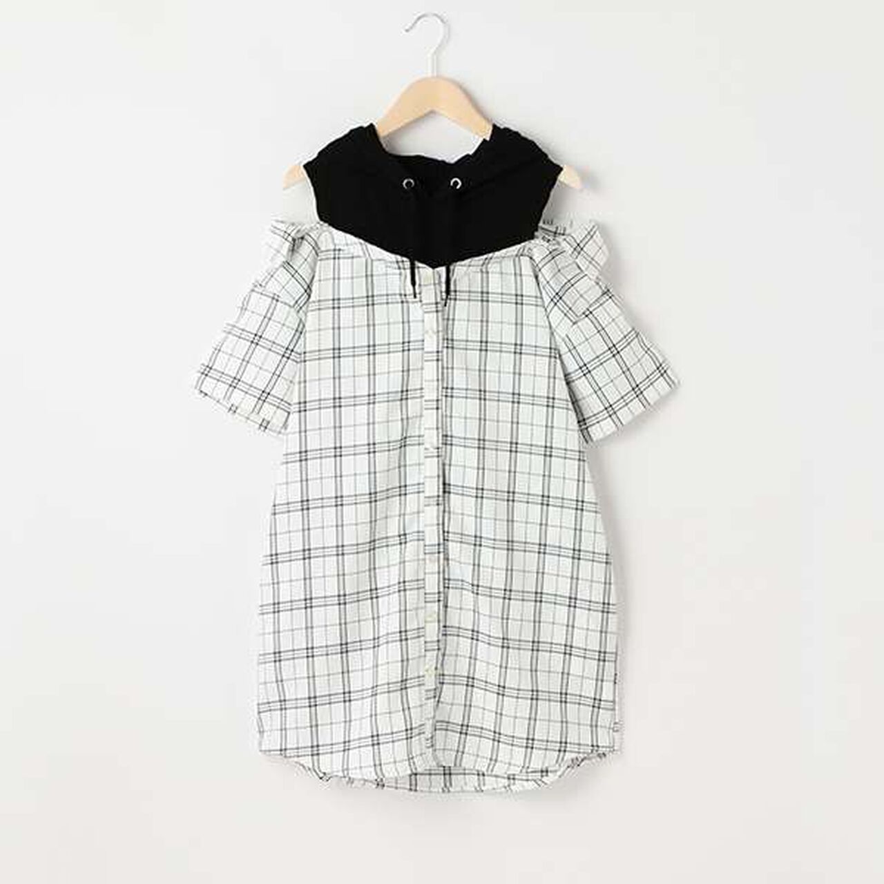 Layered Shirt One-Piece Dress,Off white, large image number 9