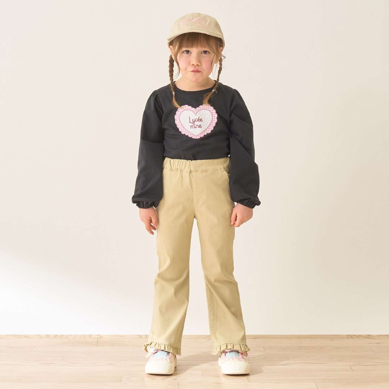 Tomo Pants Stretchy Hem Frill Flared Pants,Black, large image number 23