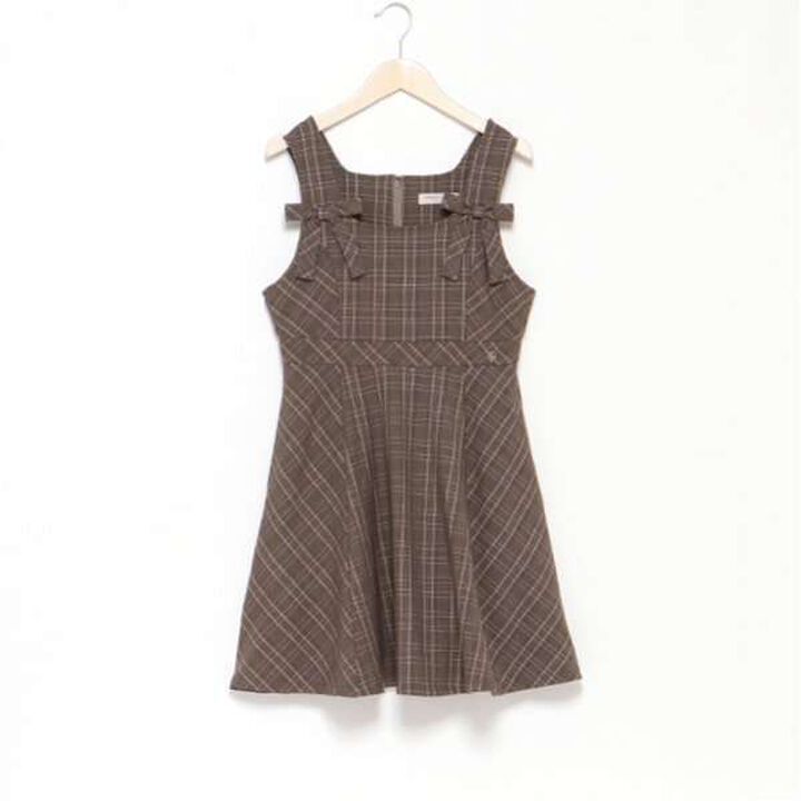 Twin Ribbon Jumper Skirt,Charcoal gray, medium image number 3