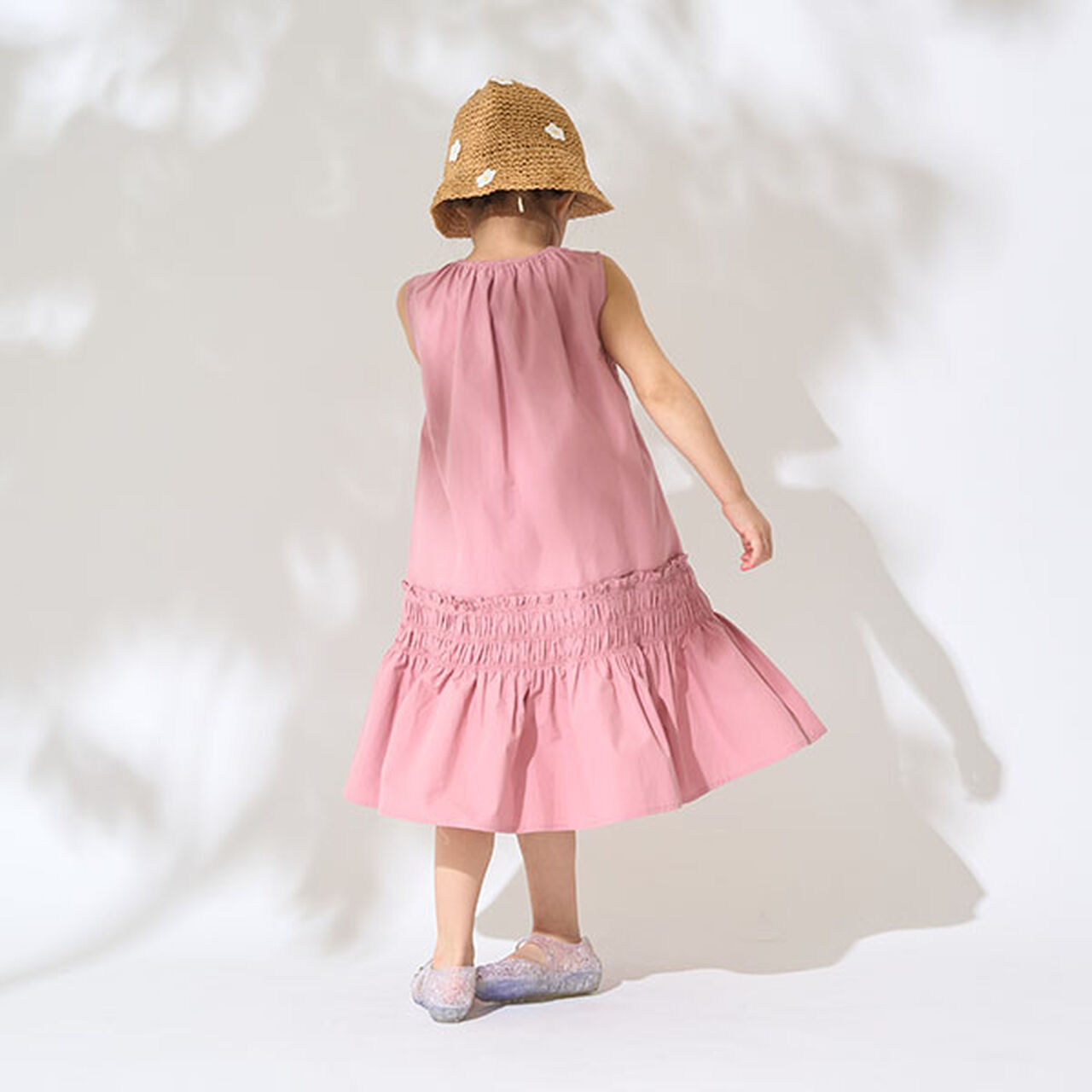 Shirred Tiered One-Piece Dress,Off white, large image number 4