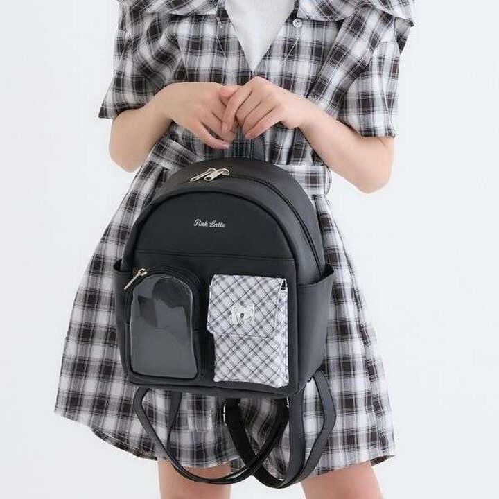 Double Pocket Checkered Backpack,, medium