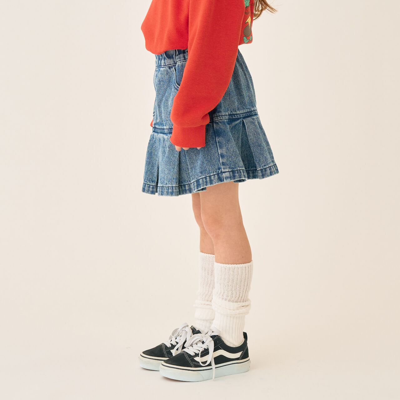 Box Pleat Skirt / Denim,Blue, large image number 4