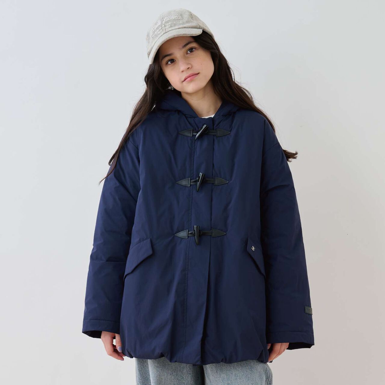 Water-Repellent Fiber Fill Duffle Coat,Navy, large image number 0