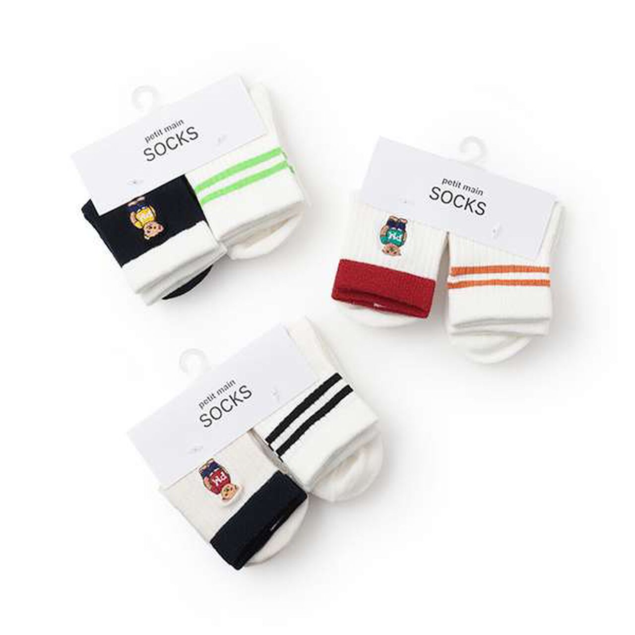 Bear Line Crew Socks 2P,Yellow green, large image number 6