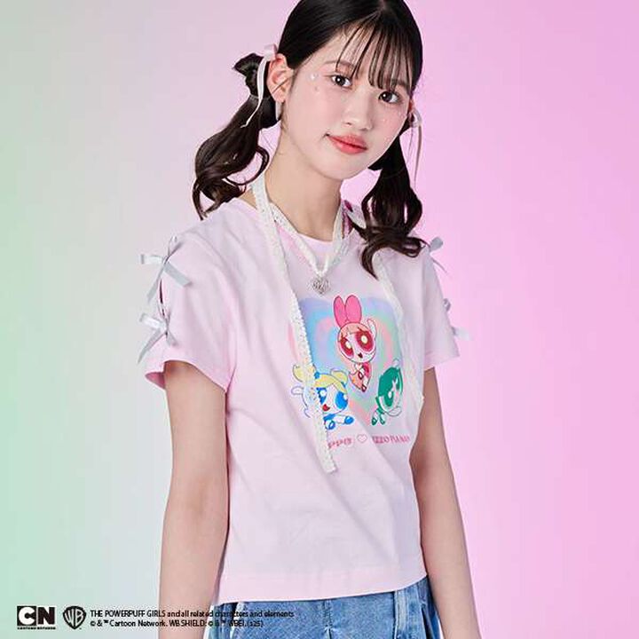The Powerpuff Girls Sleeve Ribbon T-Shirt,Pink, medium image number 11