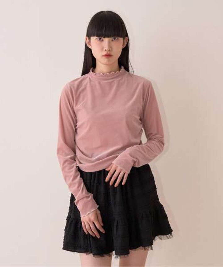 Sheer Velour Top,Black, medium image number 19