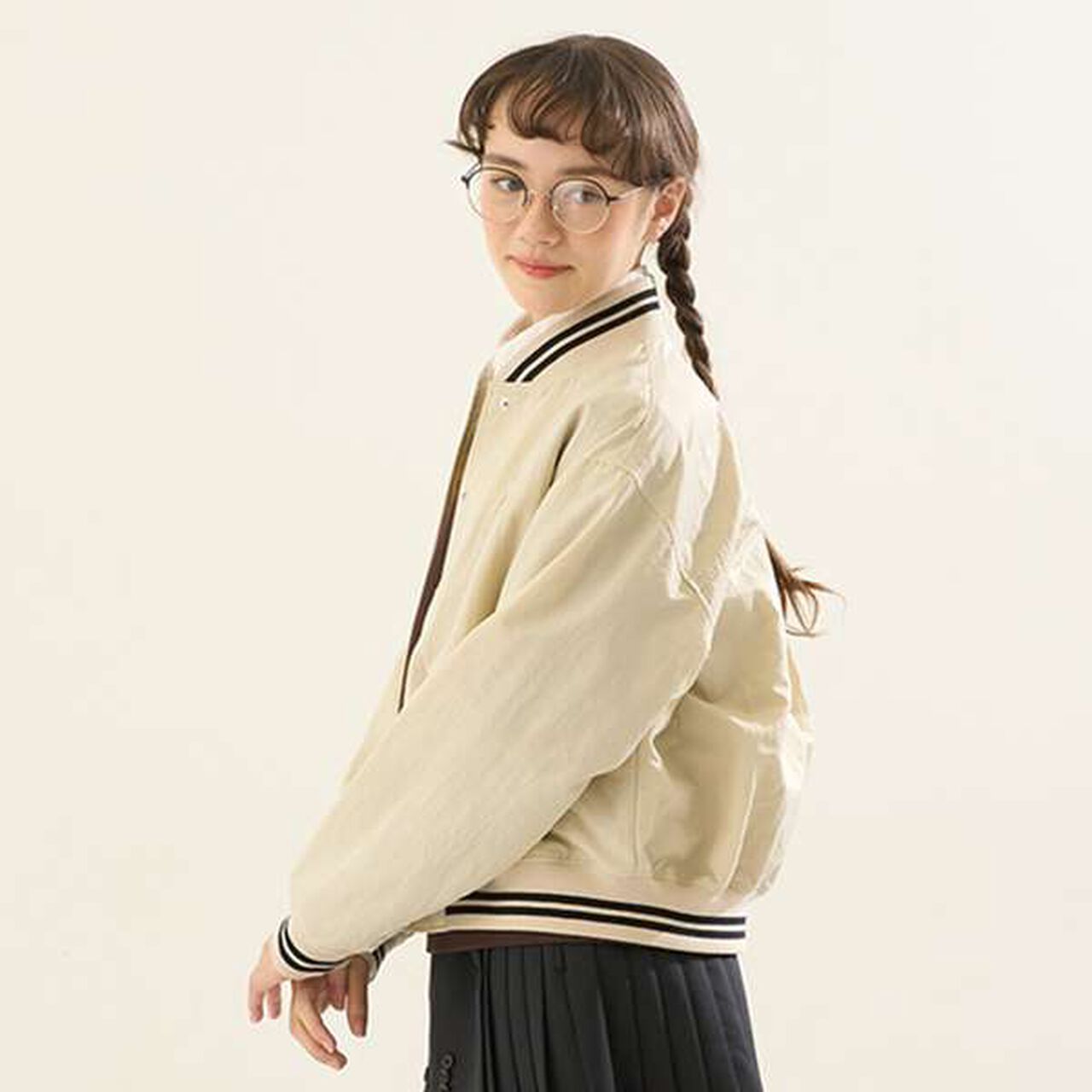 [AMI] Water-Repellent Ribbed Varsity Jacket,Ivory, large image number 15