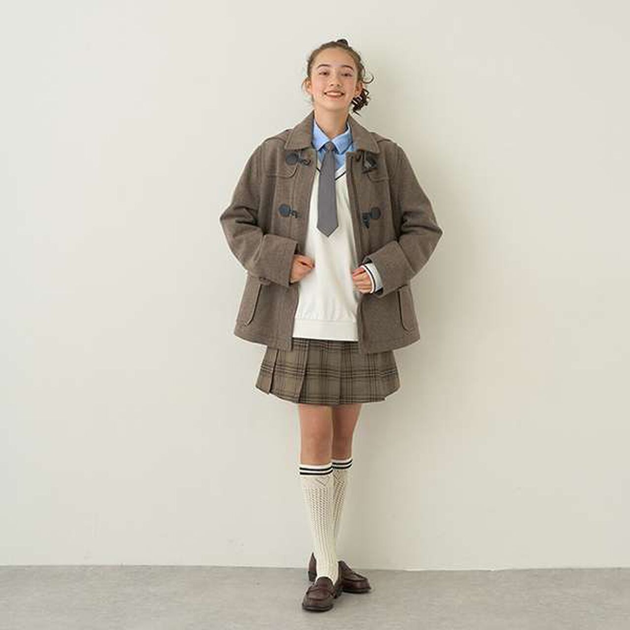 [Graduation Attire] Lightweight Quilted Lining Mid-Length Duffle Coat,Navy, large image number 18
