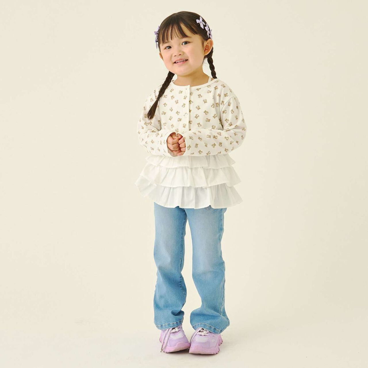 Beautiful Silhouette Stretch Heart Pocket Flare Denim Pants,Blue, large image number 22