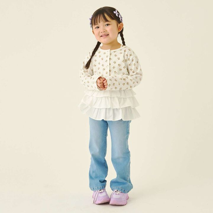 Beautiful Silhouette Stretch Heart Pocket Flare Denim Pants,Blue, medium image number 22