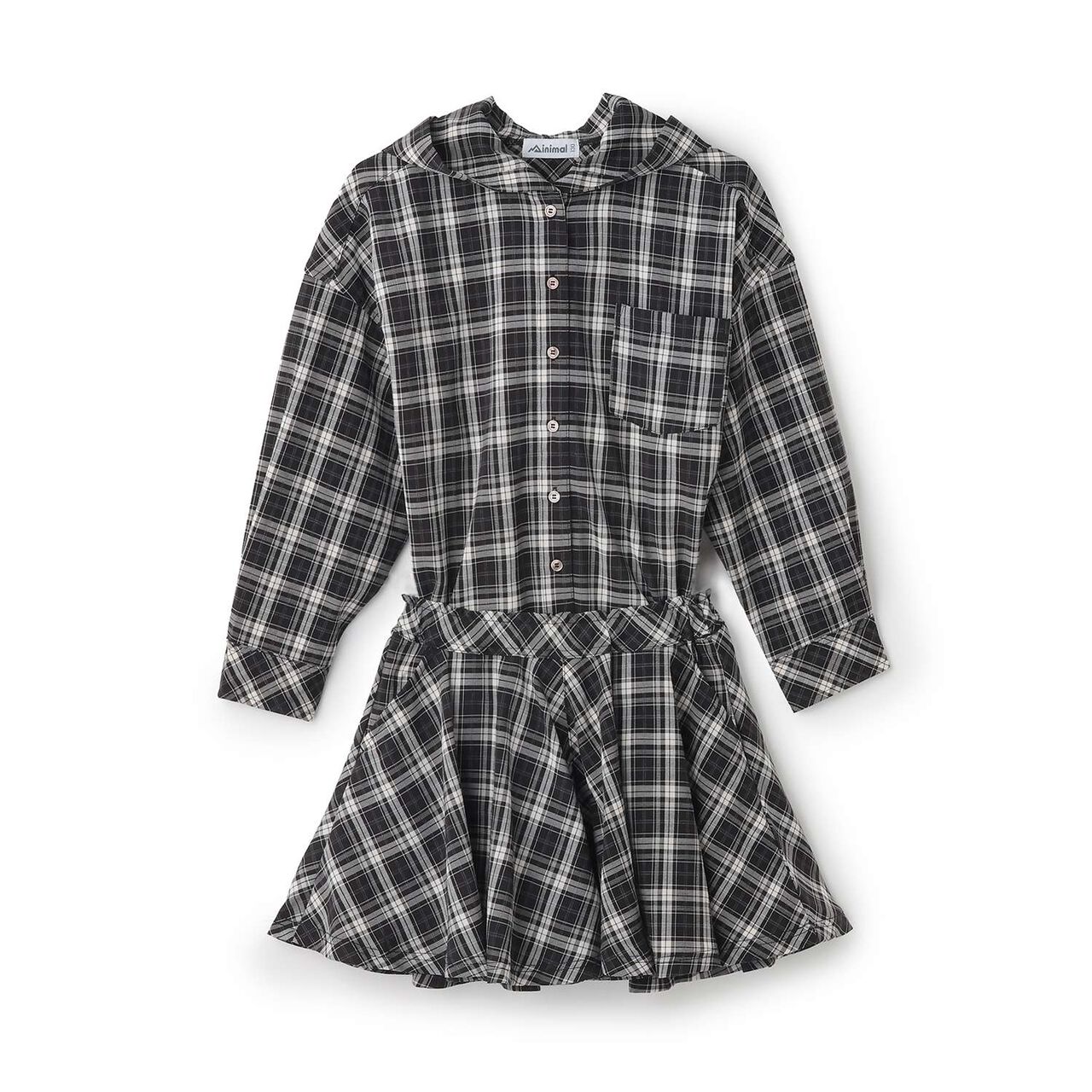 Shirt Parka & Skirt Outfit Set,Black, large image number 0