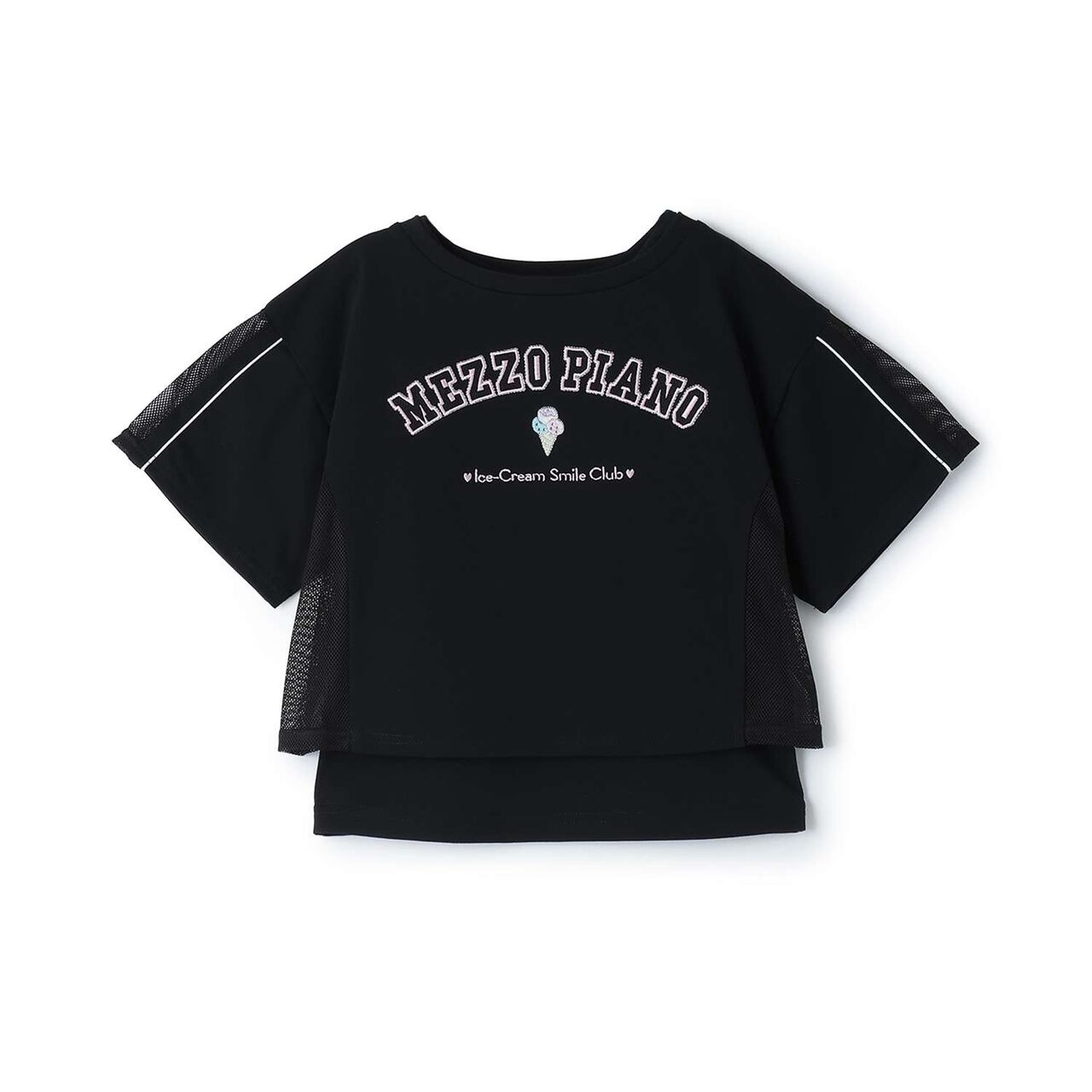 Mesh Panel T-Shirt & Tank Top Set,Black, large image number 0