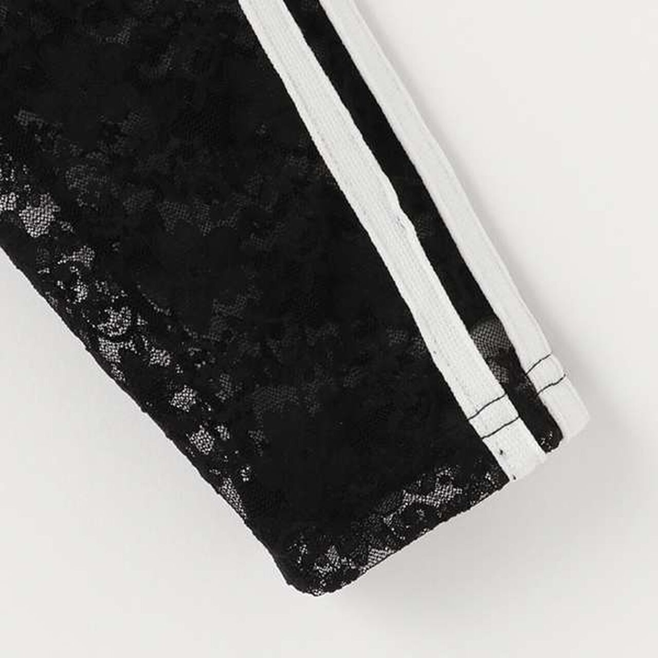 W Ribbon Lace T-Shirt Set,Black, large image number 7