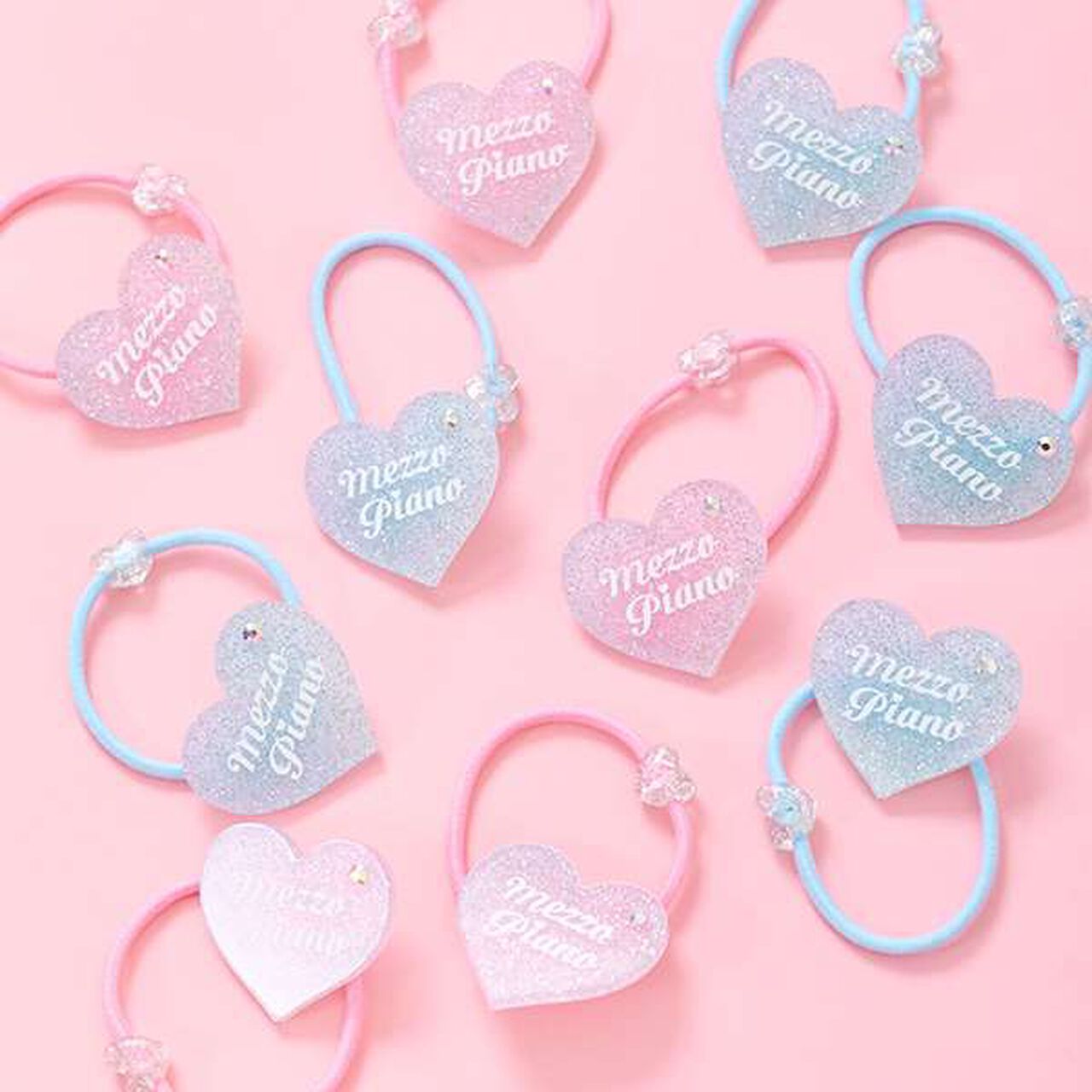 25th Anniversary Sparkling Heart Logo Hair Ponytail Holder,Pink, large image number 6