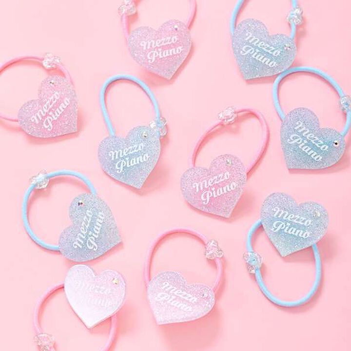 25th Anniversary Sparkling Heart Logo Hair Ponytail Holder,Pink, medium image number 6