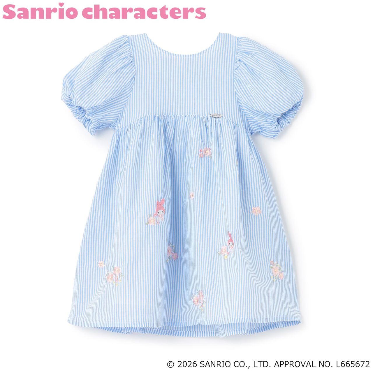[Sanrio Characters] Embroidered Puff One-Piece Dress,Blue, large image number 4