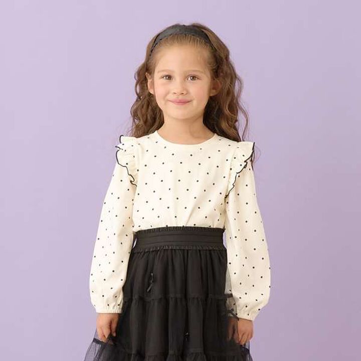 Non-Deforming Frill Sleeve Patterned T-Shirt,Navy, medium image number 15