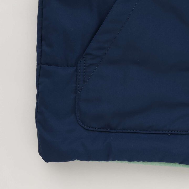 [Reversible] Taffeta &times; Boa Vest,Navy, medium image number 8