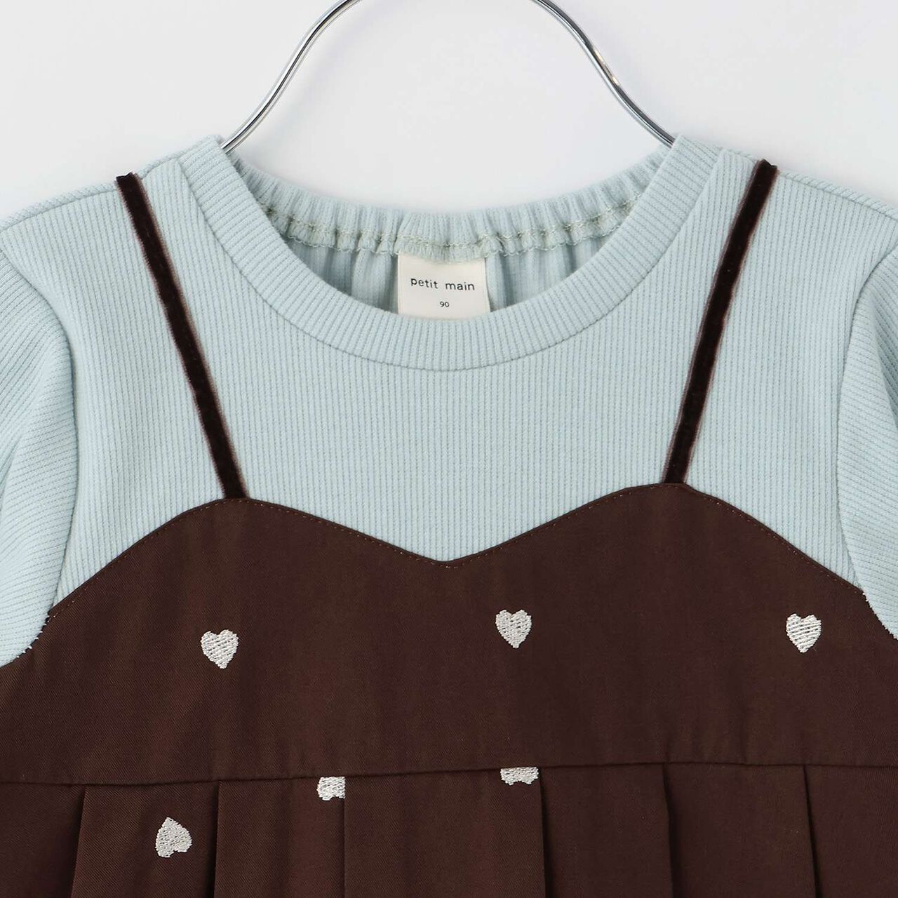 [Link] Heart Embroidered Peplum Long-Sleeve T-Shirt,Ivory, large image number 5