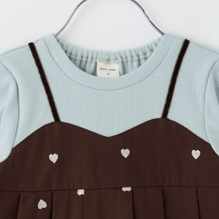 [Link] Heart Embroidered Peplum Long-Sleeve T-Shirt,Ivory, medium image number 5