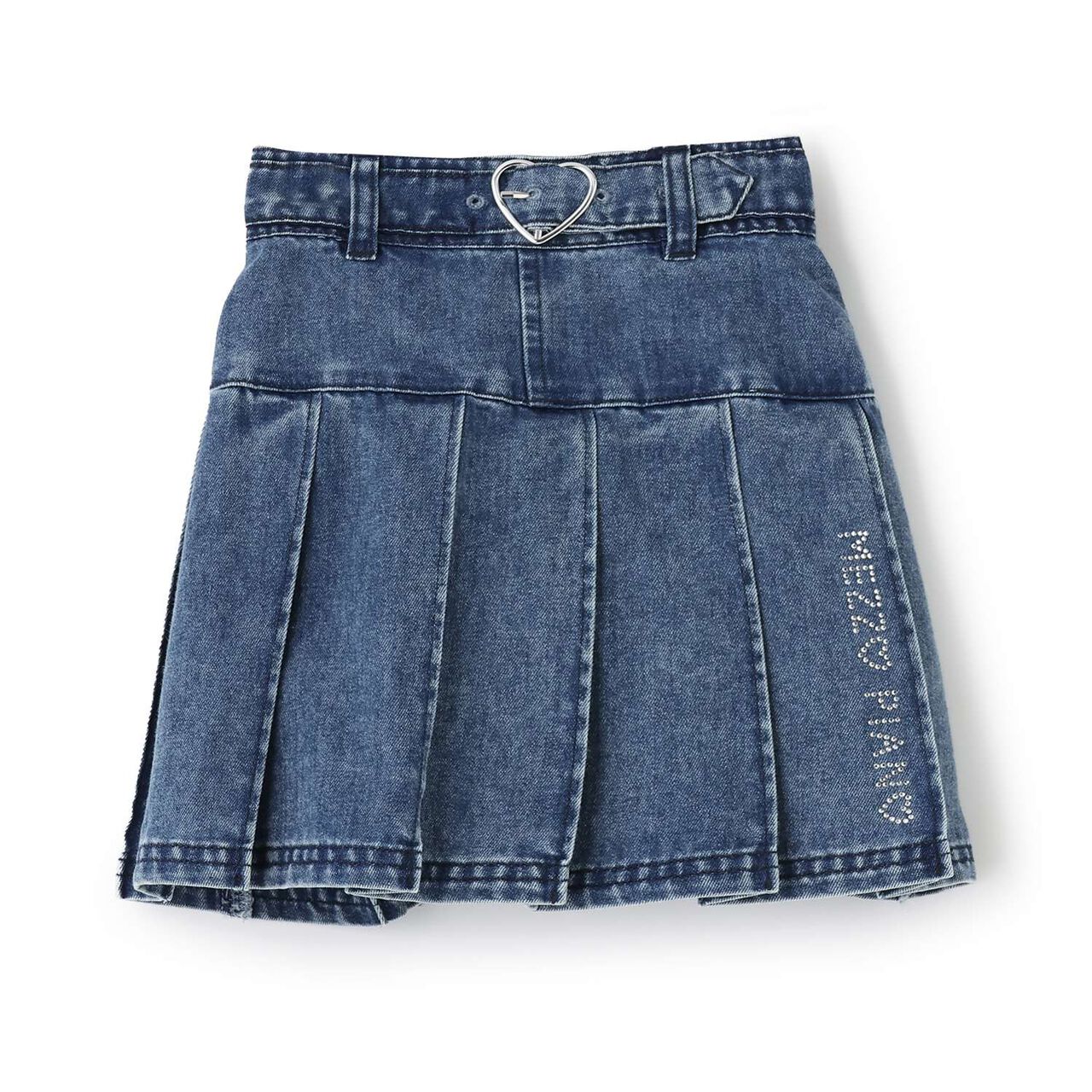 Pleated Skirt with Belt & Inner Pants Set,Blue, large image number 0