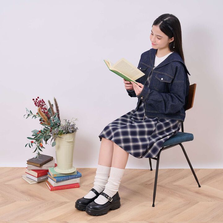 Checkered Camisole Dress Inner Set,Navy, medium image number 19