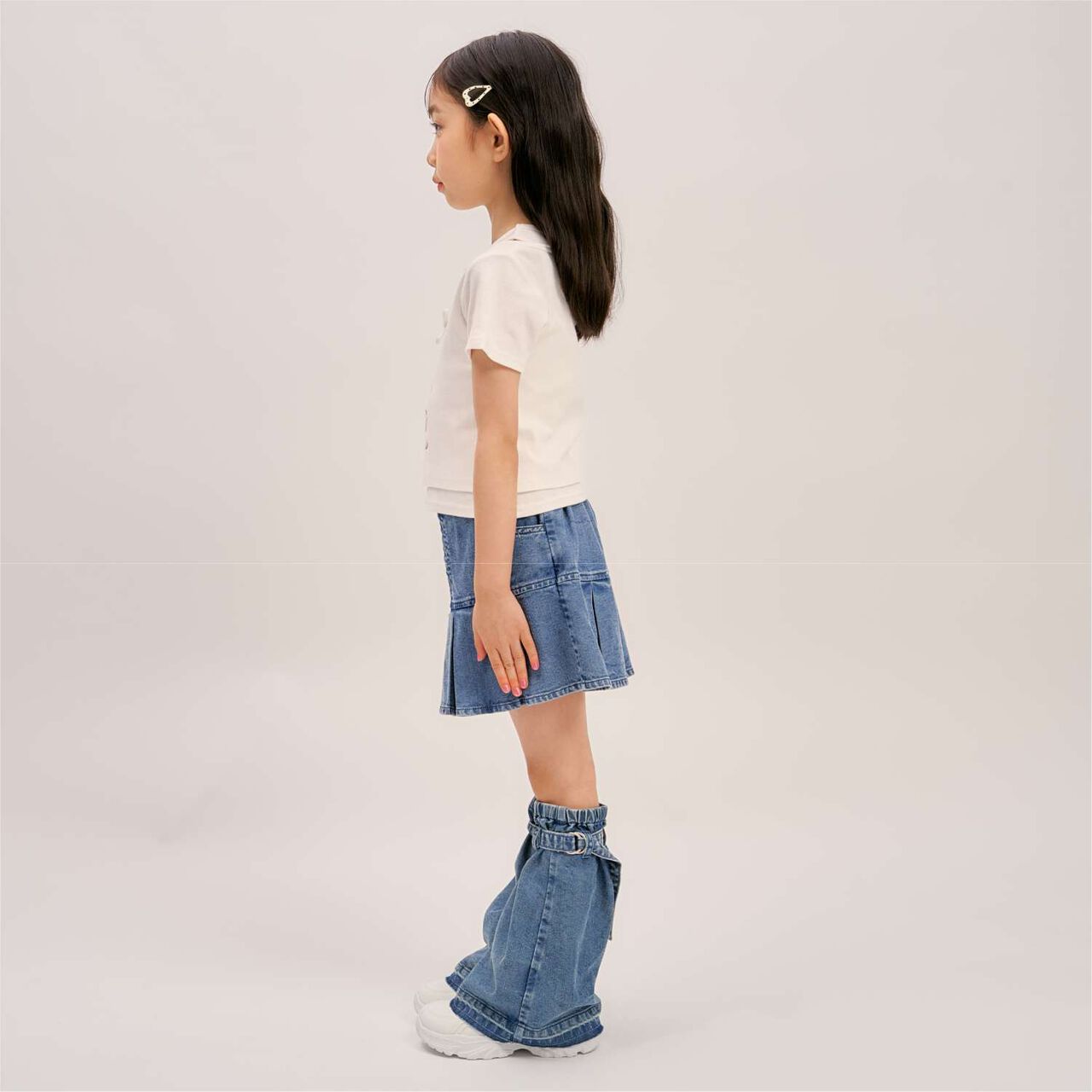 [Cool Touch] Box Pleat Hem Skirt,Blue, large image number 4