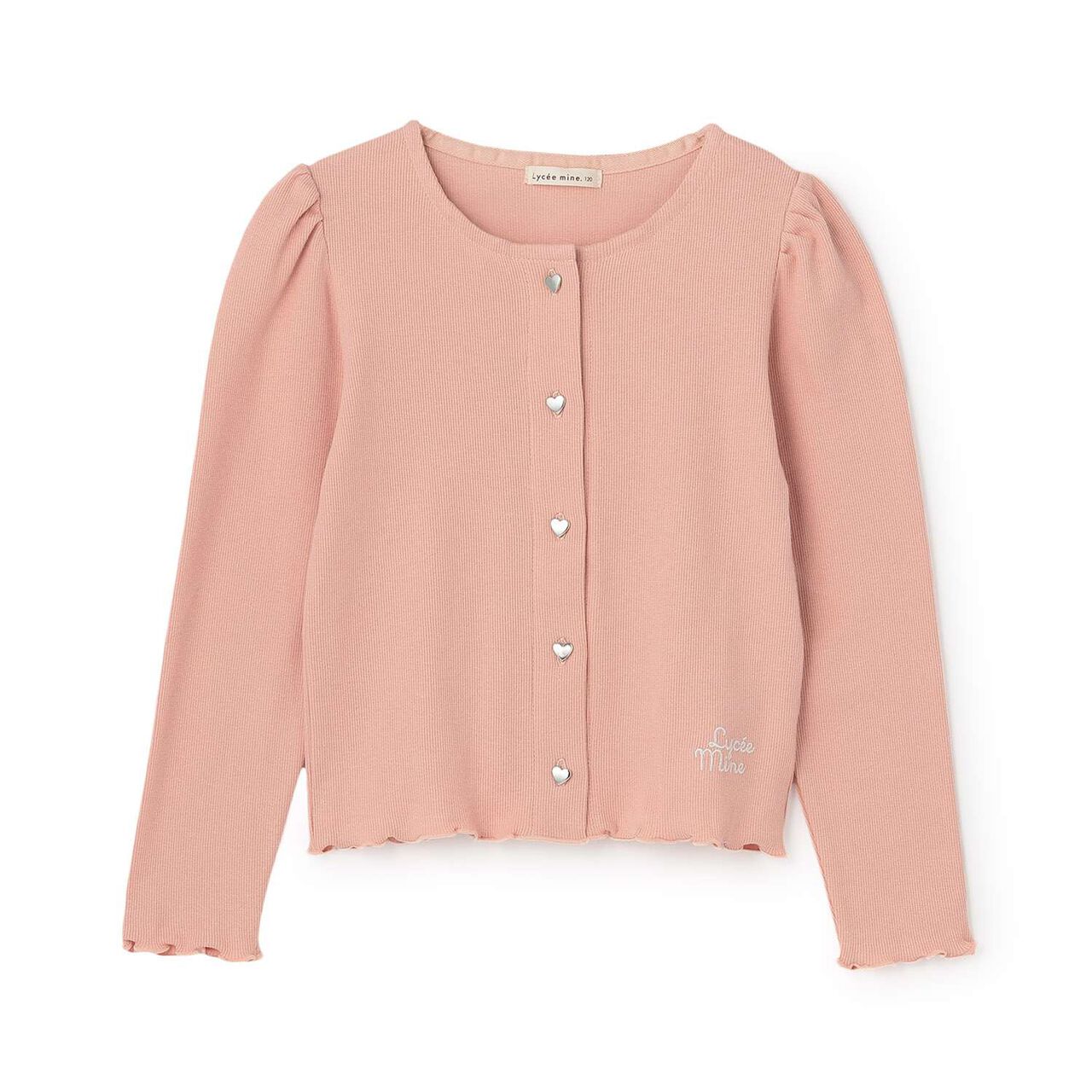 [Mini Length] Heart Button Ribbed Cardigan for Girls [Kids] [Children's Clothing],Blue gray, large image number 19
