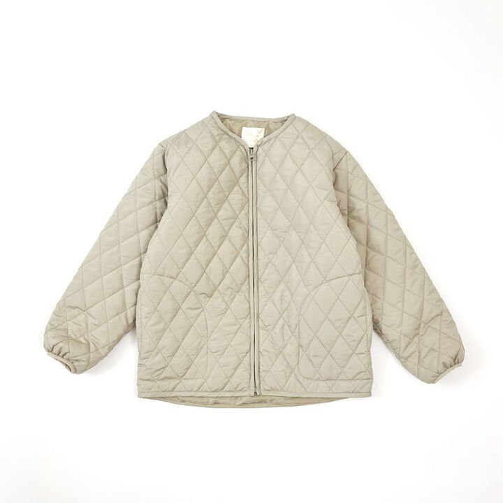 Trois Lapins Quilted Jacket & Fur Vest Set (140-160),Khaki, medium image number 7