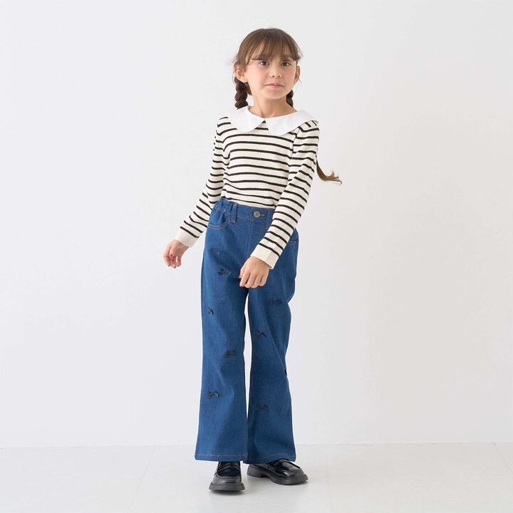 [Machine Washable] Ribbed Knit with Collar,Striped, medium image number 7