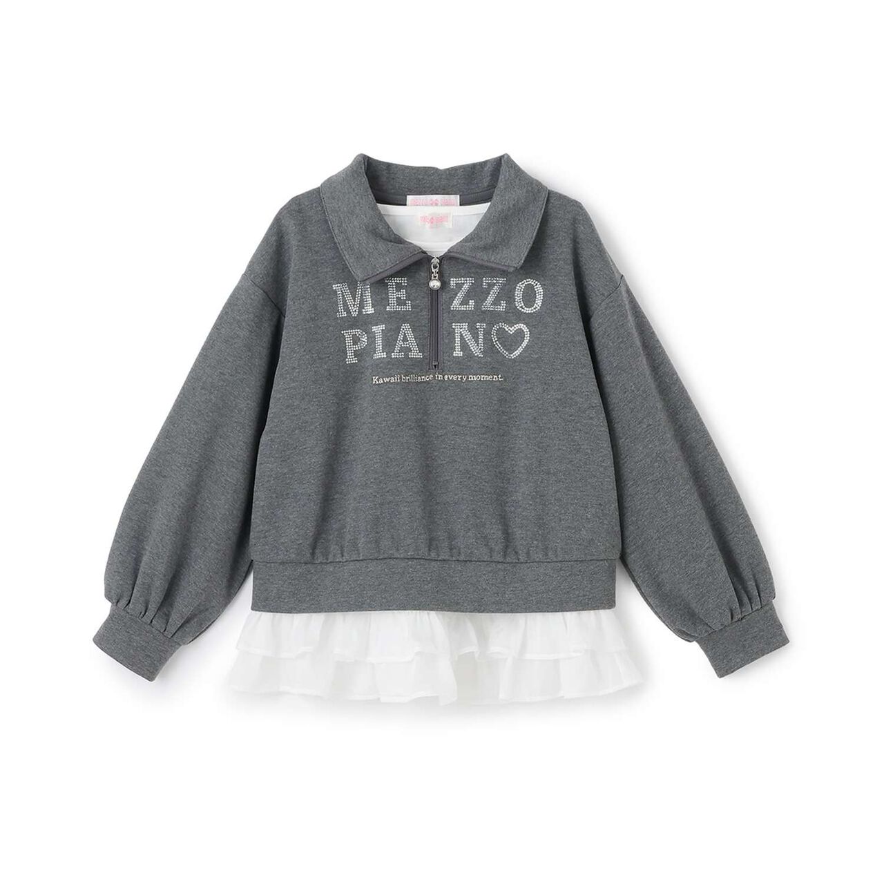 Half-Zip Pullover & Hem Frill Short-Sleeve T-Shirt Set,Lavender, large image number 4