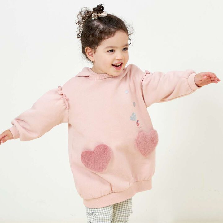 KP Faux Fur Eared Hood One-Piece Dress [90],Navy, medium image number 1