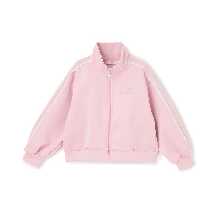 Lace Sleeve Line Zip Jersey,Pink, medium image number 10